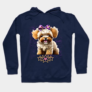 Maltipoo sweet puppy with a purple bow Hoodie
